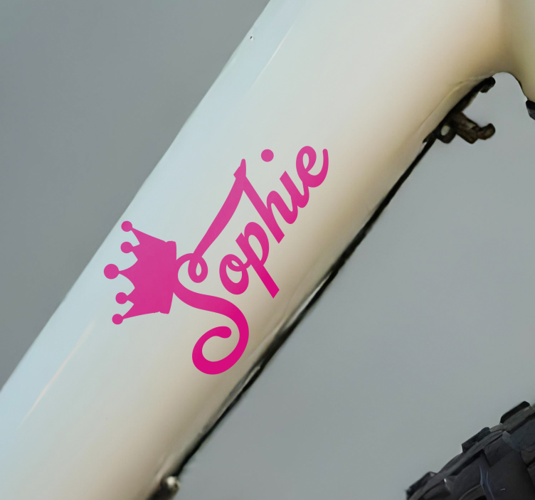 Pink crown Bike name sticker - TenStickers