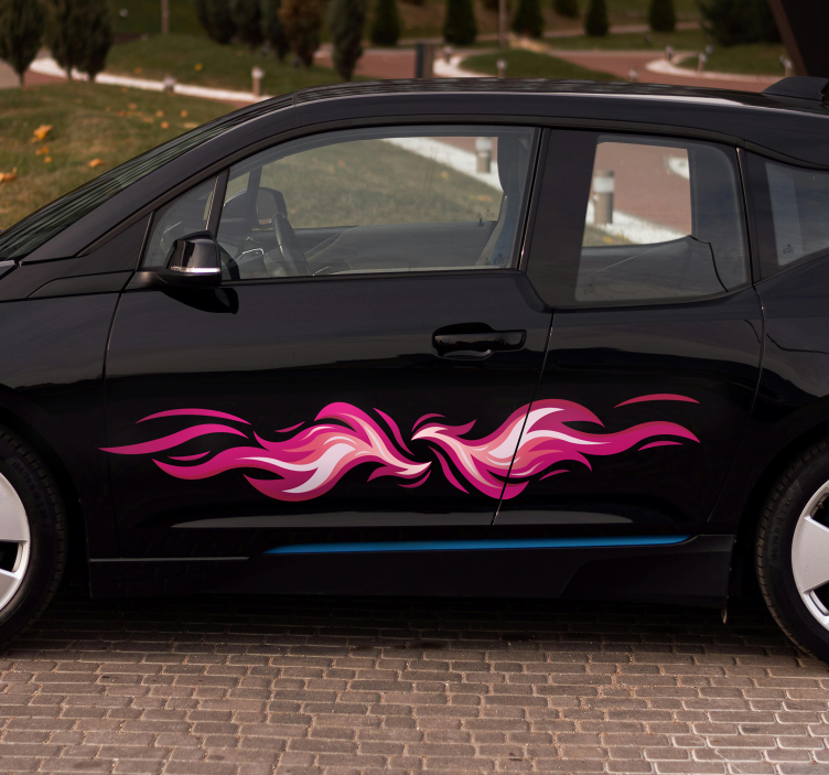 Pink flames set car sticker - TenStickers