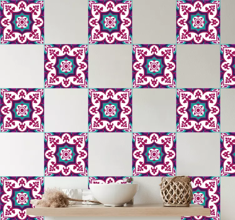 Pink maroccan bathroom tile sticker - TenStickers