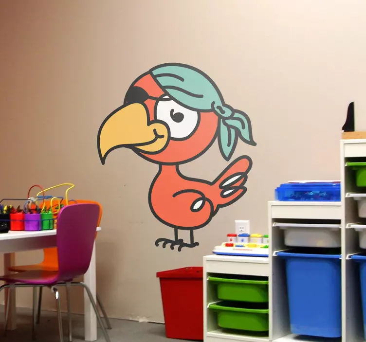 Pirate Parrot Kids Sticker - TenStickers