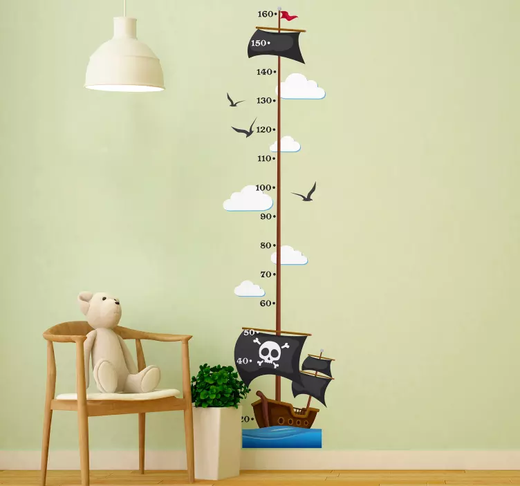 Pirate Ship Height Chart wall stickers for kids - TenStickers