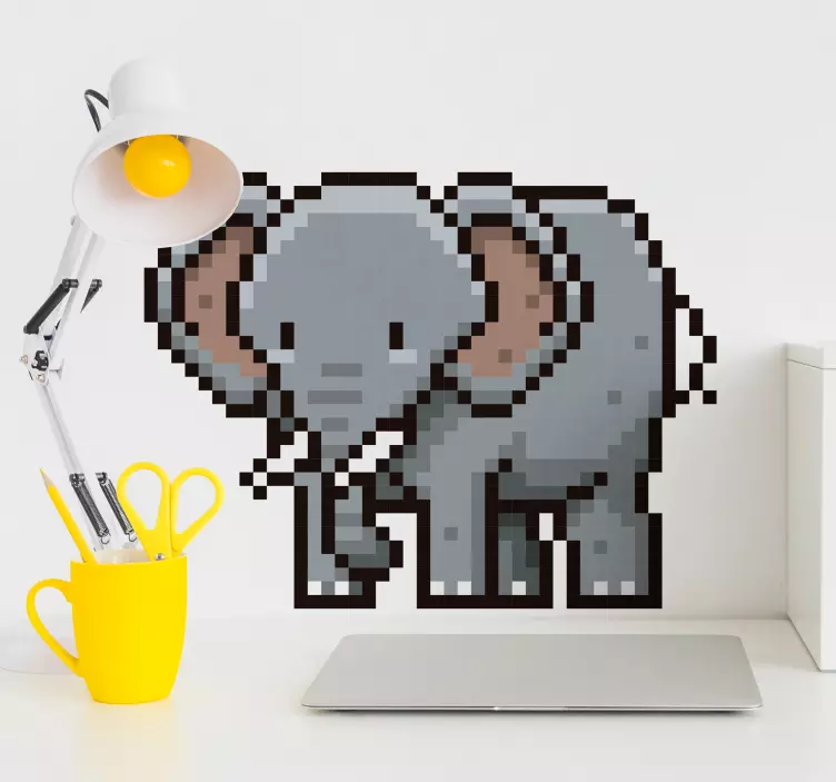 Pixelated Elephant Figure animal wall sticker - TenStickers