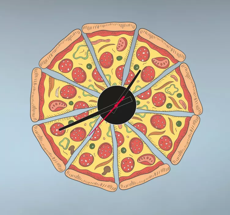 Pizza stick on wall clock - TenStickers