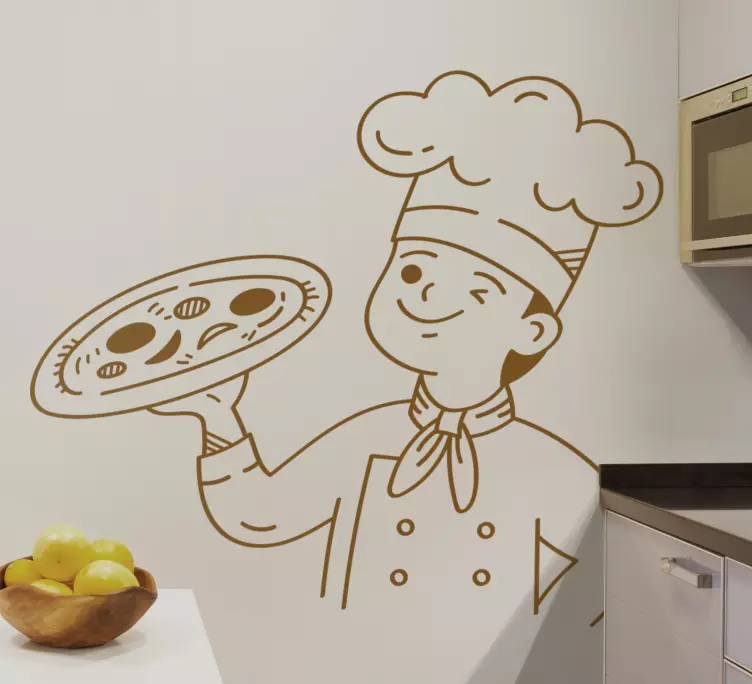 Pizzaïolo making a pizza wall sticker - TenStickers