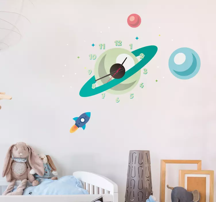 Planets Stick on Wall Clock - TenStickers