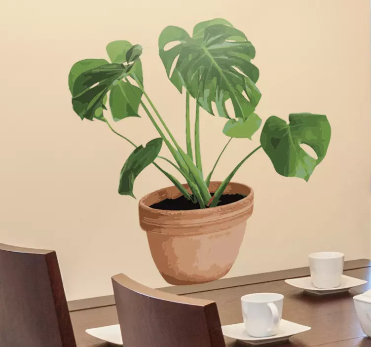 Pot with monstera decorative plant wall sticker - TenStickers