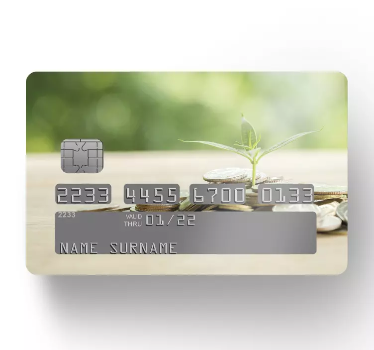 Planting trees coin pile credit card decal - TenStickers