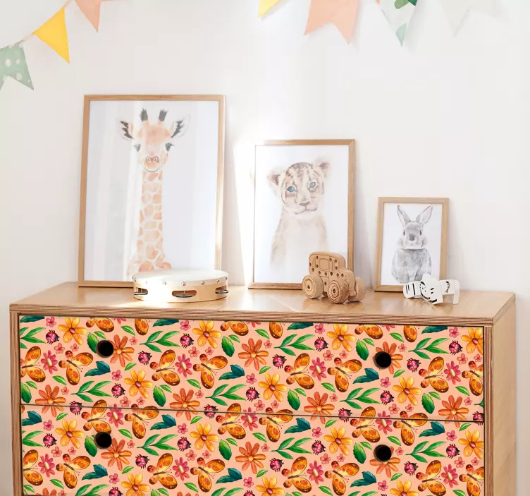 plants flowers and insects furniture sticker - TenStickers