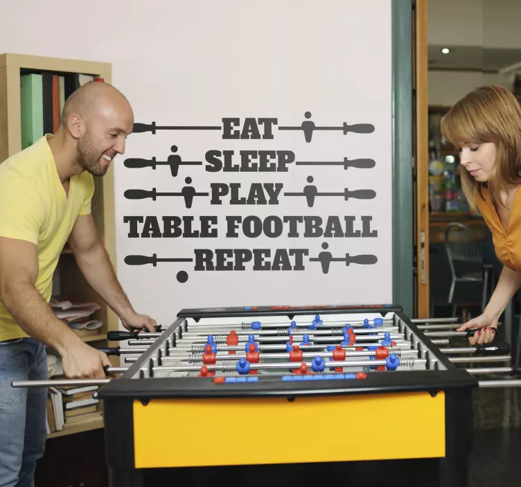Play Football Table And Repeat Quote Sticker - TenStickers