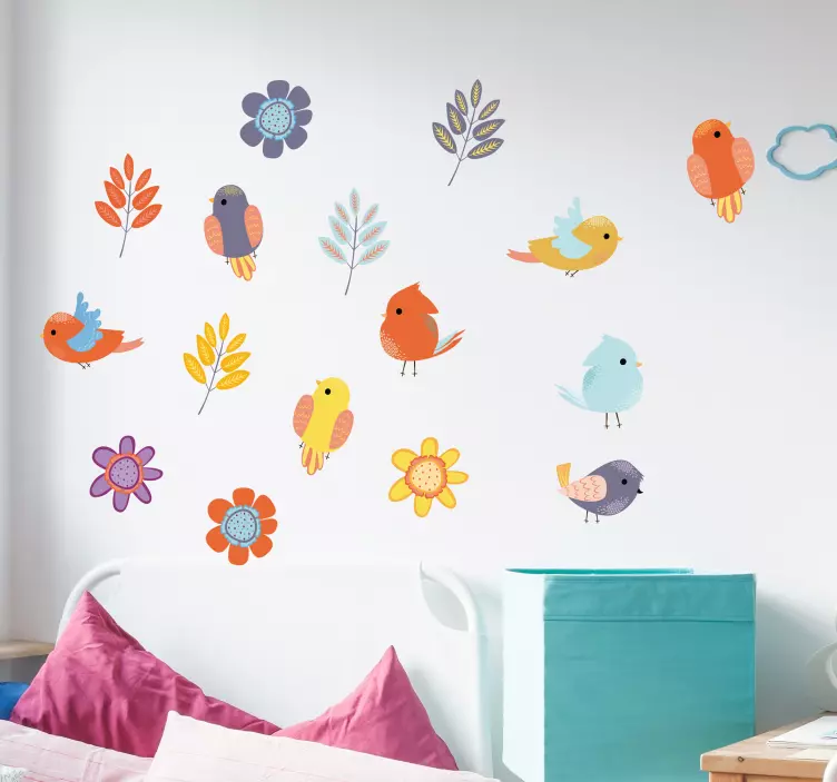 Playful Avian Assortment bird wall sticker - TenStickers