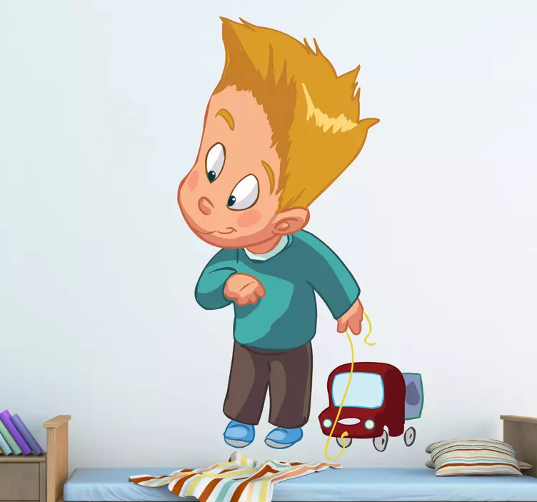 Playful Boy Pulling Toy wall sticker for kids - TenStickers