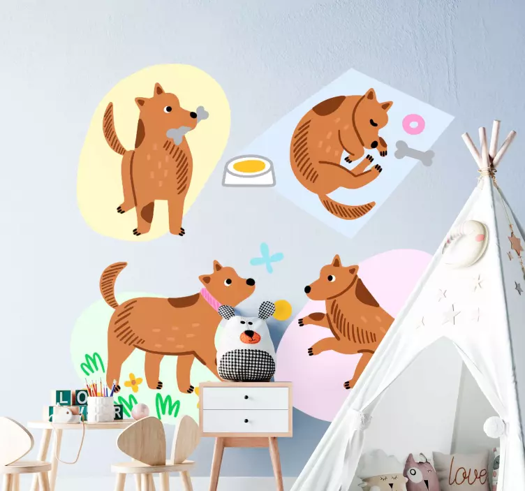 Playful Canine Activities wall sticker - TenStickers