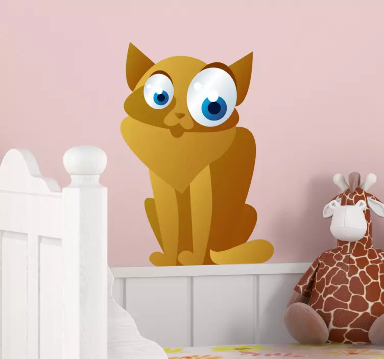 Playful Cartoon Cat wall sticker - TenStickers