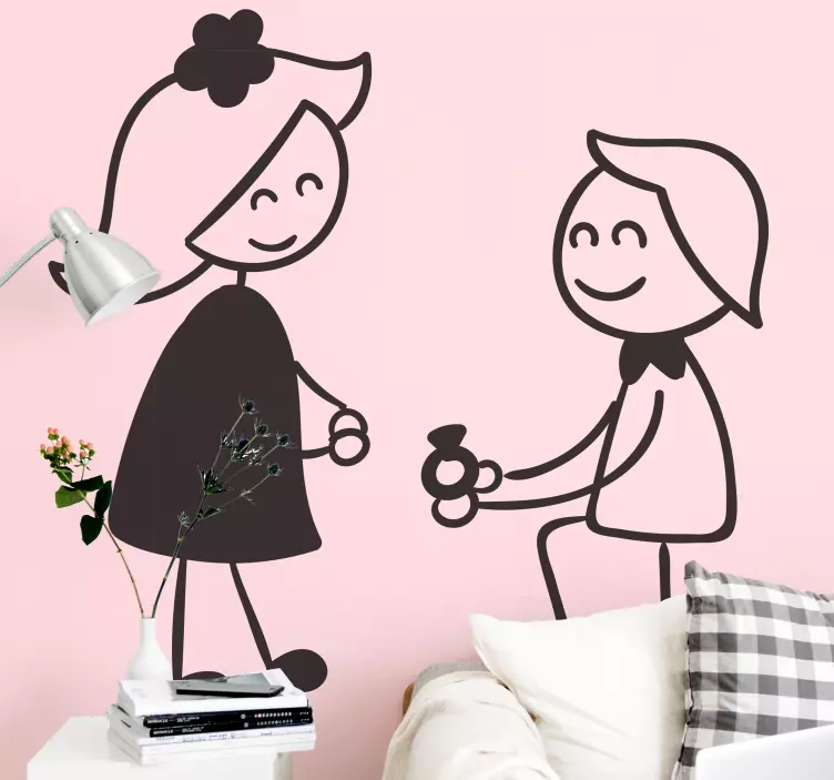 Playful Couple Interaction wall sticker - TenStickers