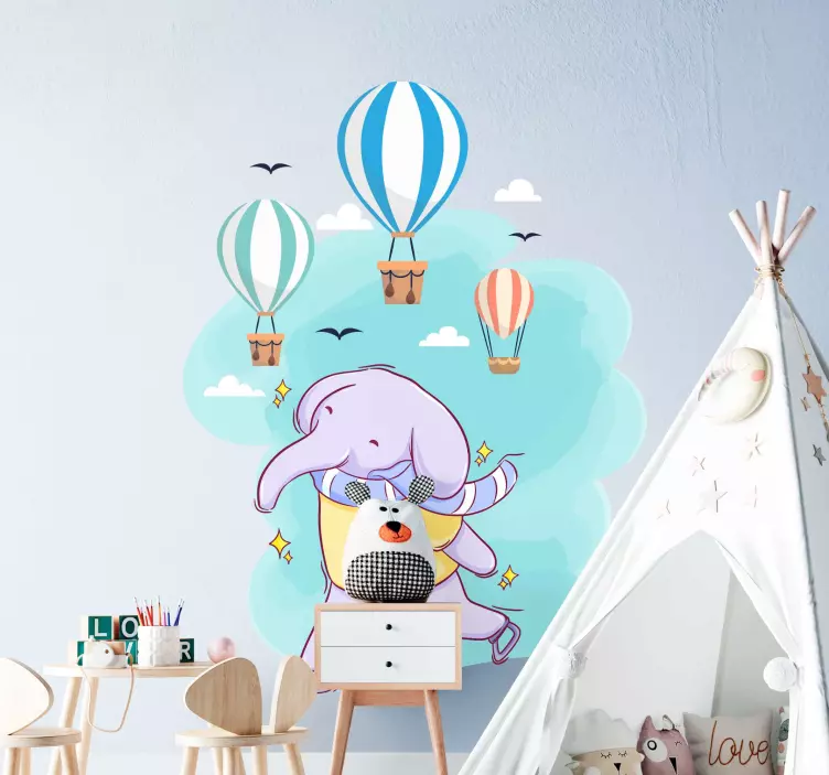 Playful Elephant Adventure wall sticker for kids - TenStickers