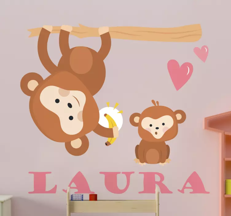 Playful Monkey Duo wall sticker for kids - TenStickers