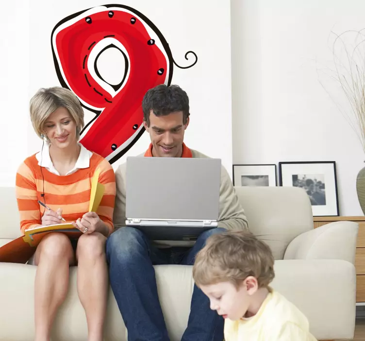 Playful Number Nine Location sticker - TenStickers