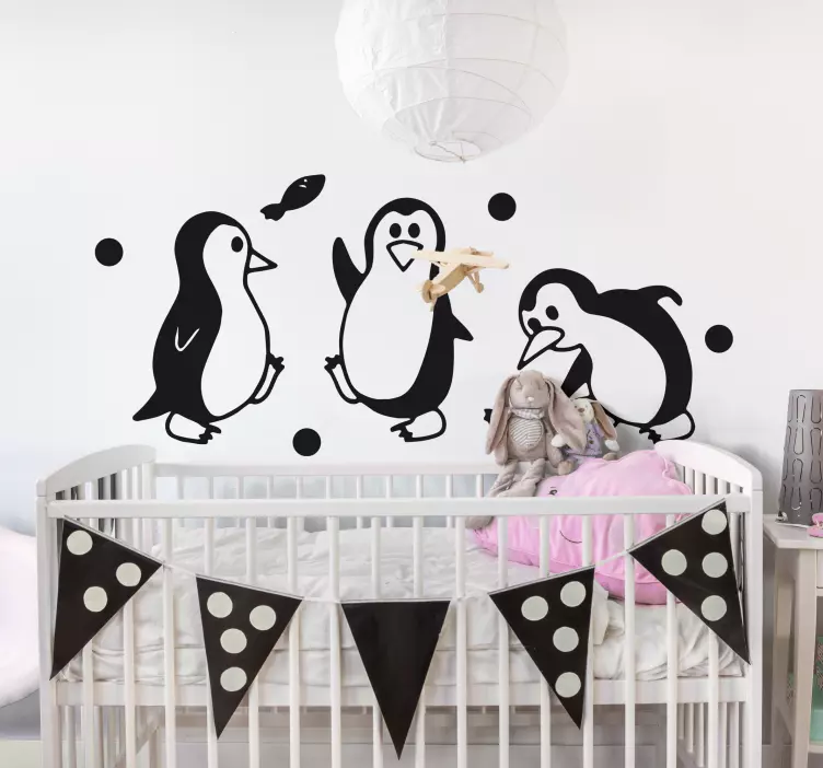 Playful Penguin Family wall sticker for kids - TenStickers
