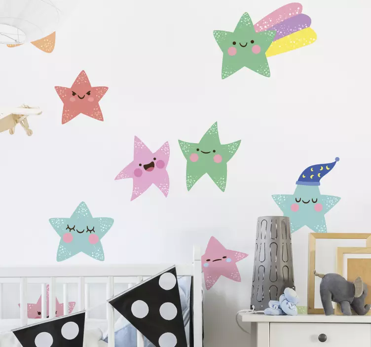 Playful Star Characters wall sticker for kids - TenStickers