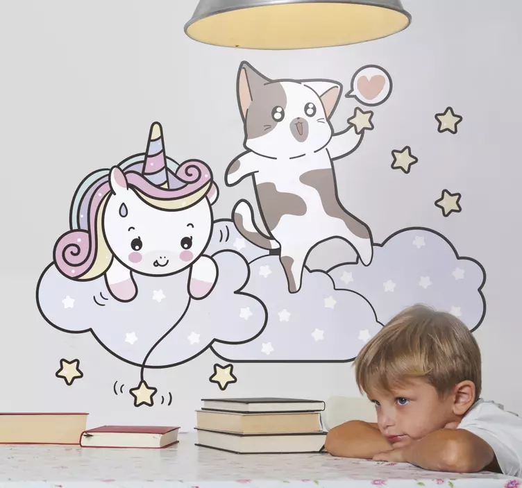 Playful unicorn adventure wall sticker for kids - TenStickers