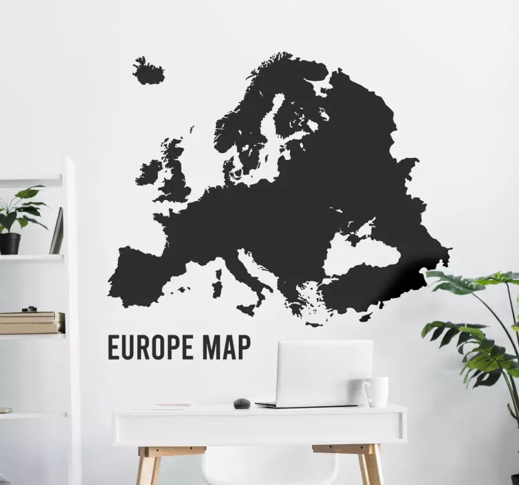 Mono-color Europe map world map wall sticker - TenStickers