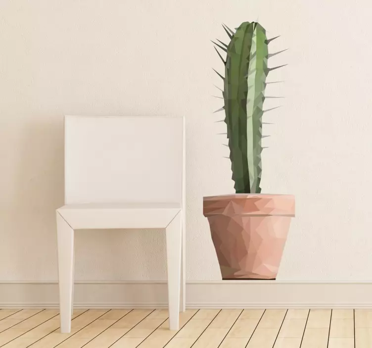 Polygonal cactus plant wall sticker - TenStickers