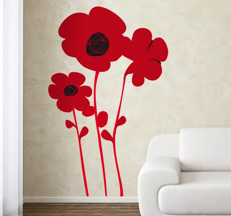 Poppy Flower Wall Sticker - TenStickers