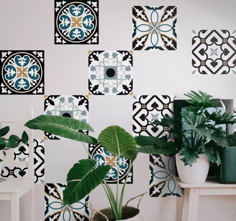 Blue and black pattern Portuguese tile transfer - TenStickers