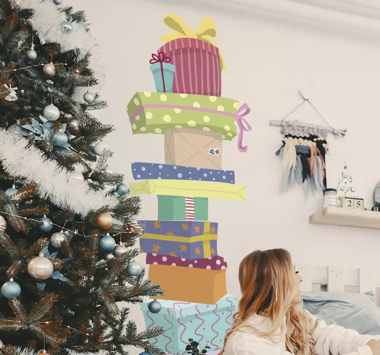Present Pile Christmas Wall Sticker - TenStickers