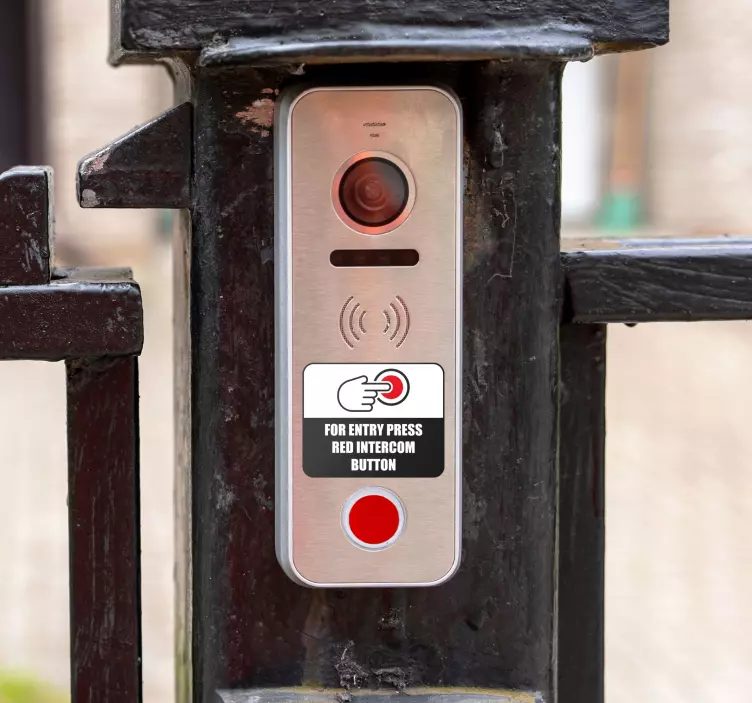Press the red intercom button vinyl sign - TenStickers