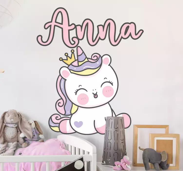 Pretty baby unicorn personalised sticker - TenStickers