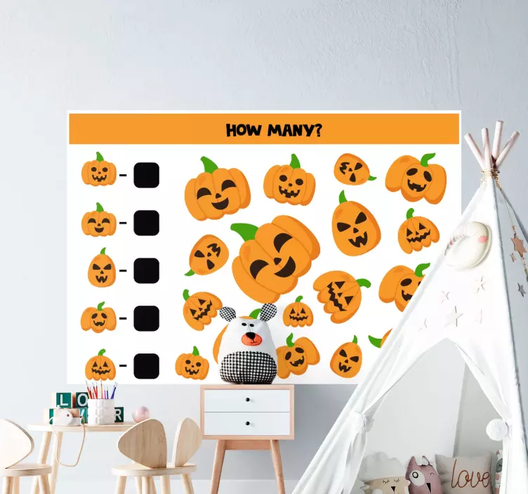 Pumpkin Counting Game whiteboard sticker - TenStickers