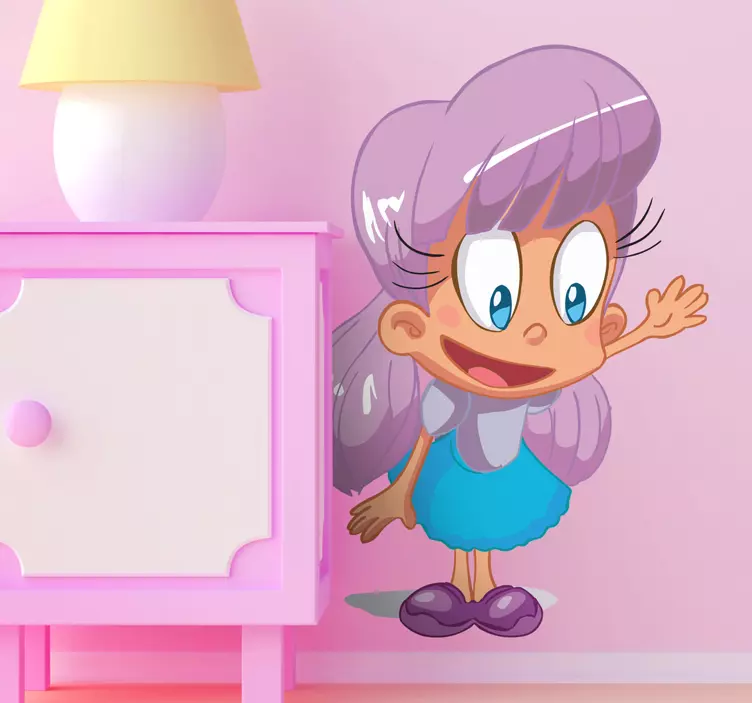 Purple Hair Girl Wall Sticker - TenStickers