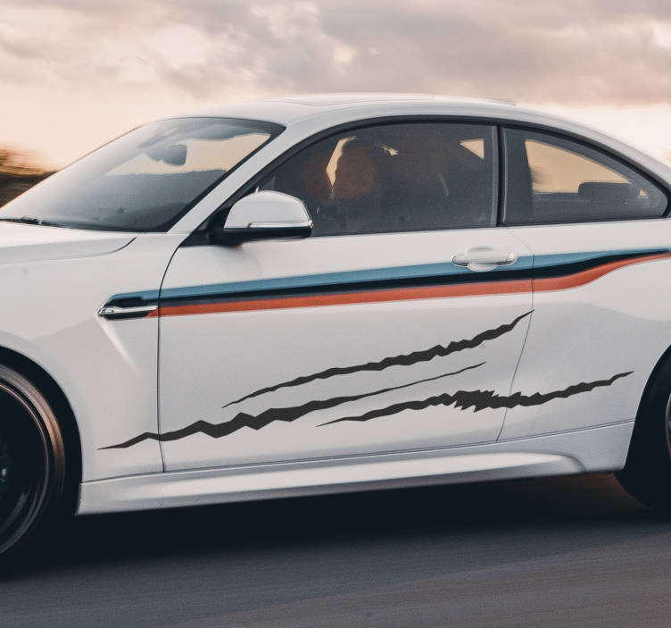 Race car with scratch large car sticker - TenStickers