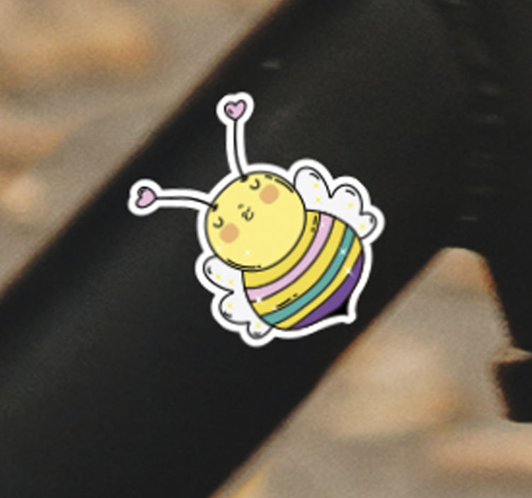 Cute rainbow bee bike decal - TenStickers