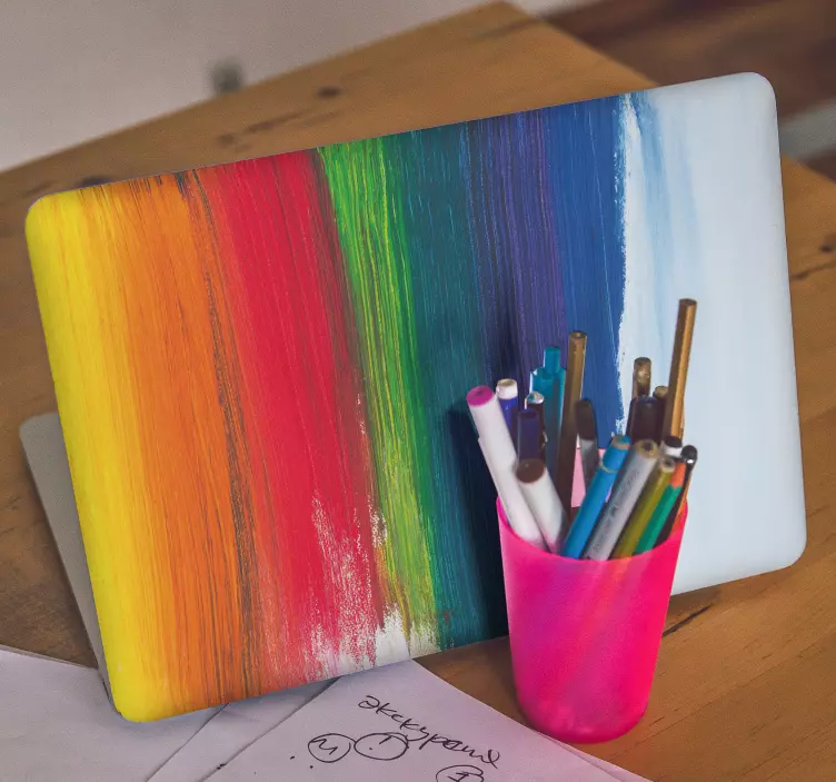 Rainbow drip splash laptop sticker - TenStickers