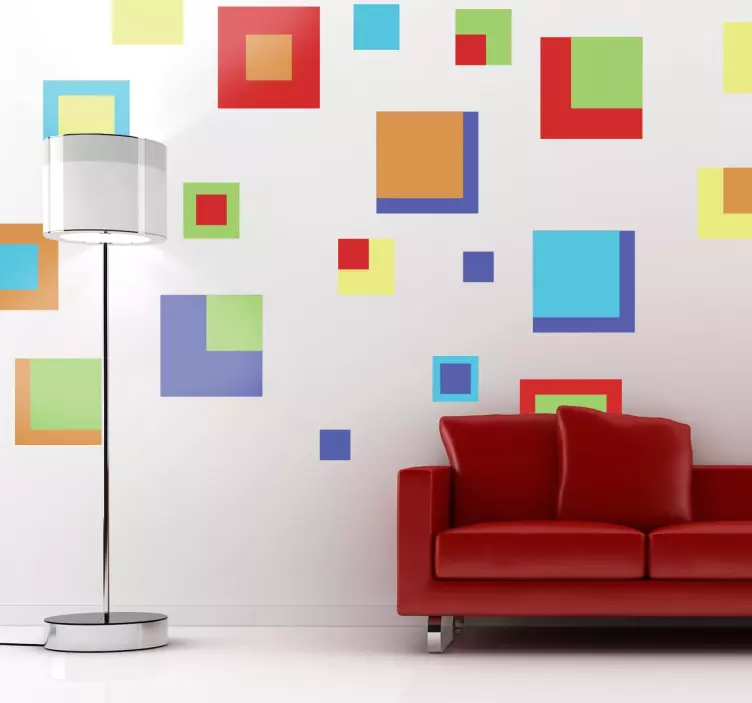 Rainbow wall sticker Geometric Square - TenStickers