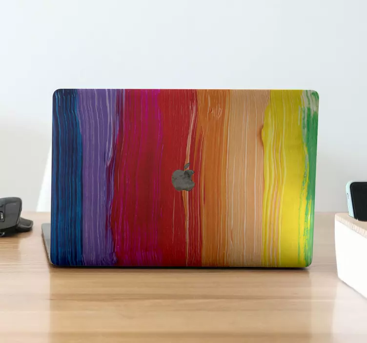 Rainbow paint trails laptop vinyl decal - TenStickers