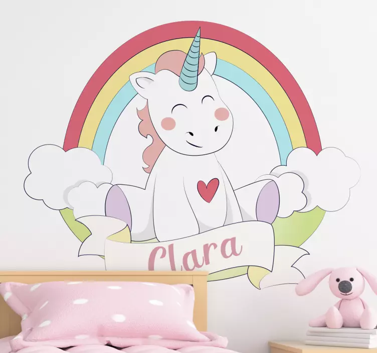 Rainbow unicorn fairy tale wall sticker - TenStickers