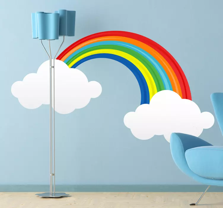 Rainbow with Clouds Kids Sticker - TenStickers