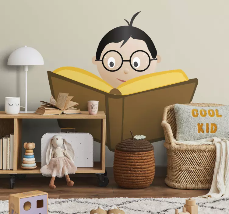 Reading Boy Kids Sticker - TenStickers