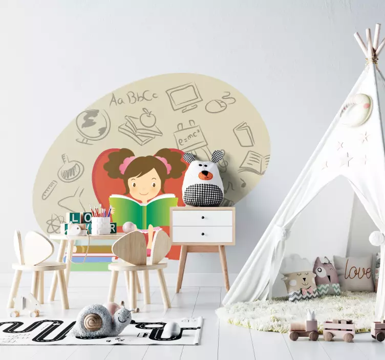 Reading Girl Wall Sticker - TenStickers