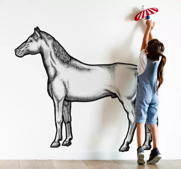 real horse white animal wall sticker - TenStickers