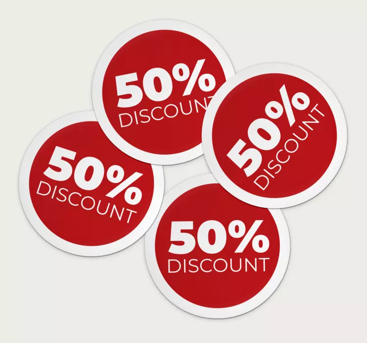 Red circular discount sale stickers - TenStickers