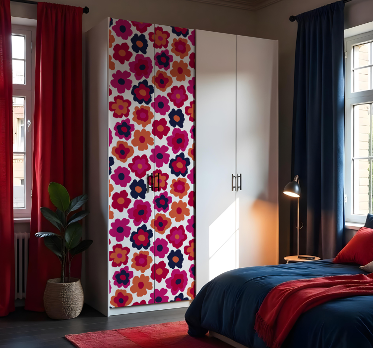 Red poppy flowerfurniture sticker - TenStickers