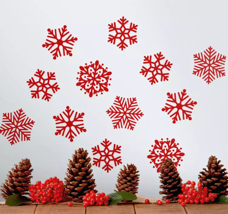 Christmas sticker red snowflake design - TenStickers