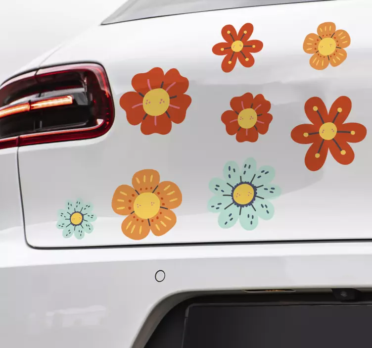 Retro hippie flowers car decal - TenStickers