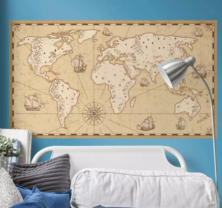 Antique Globe Map world map wall sticker - TenStickers