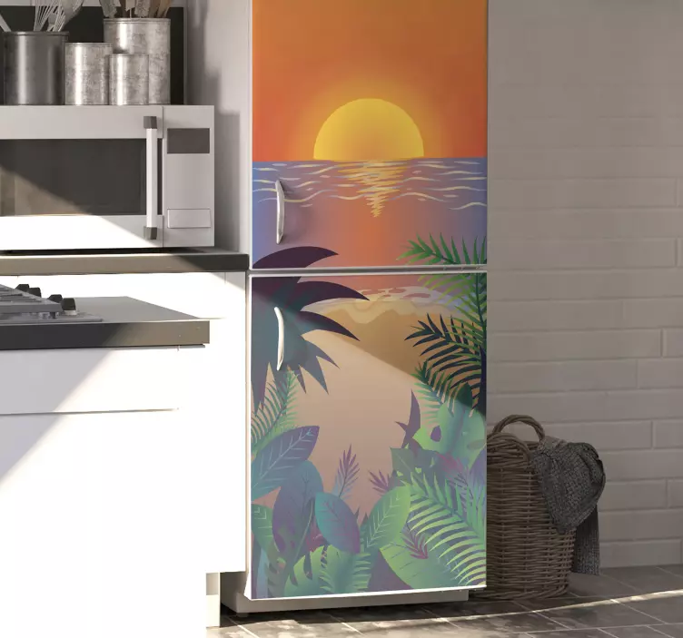 Retro Sun Beach fridge wrap - TenStickers