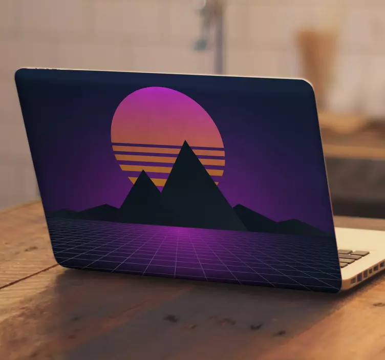 Retro Sunset Peaks laptop skin - TenStickers